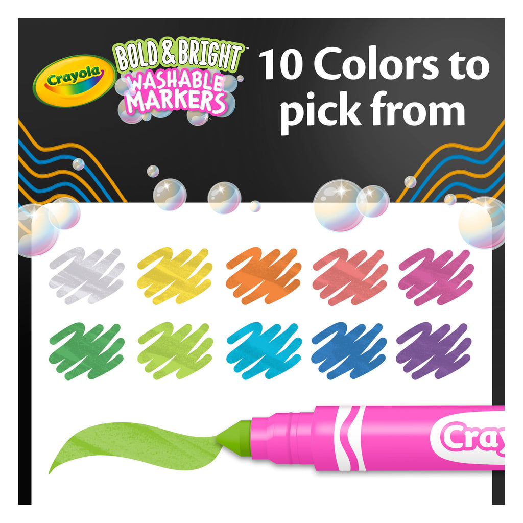 Crayola Bold & Bright Broad Line Markers, 10 Count