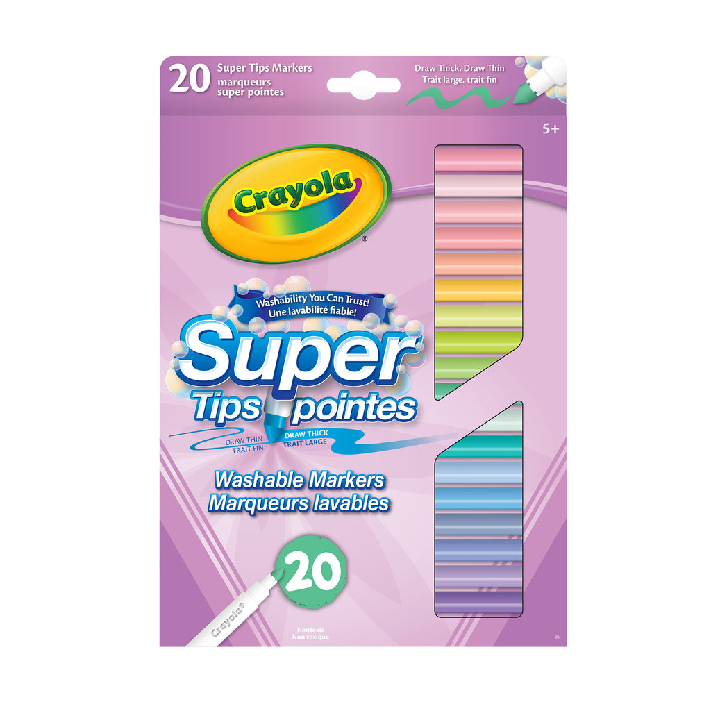 Crayola Super Tips Pastel Washable Markers, 20 Count