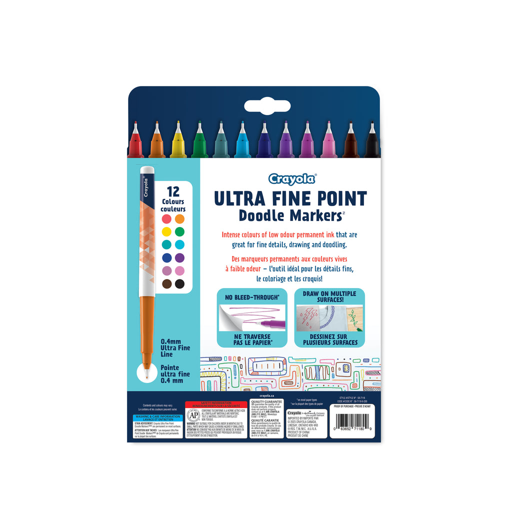 Crayola Ultra Fine Point Doodle Markers, 12 Count
