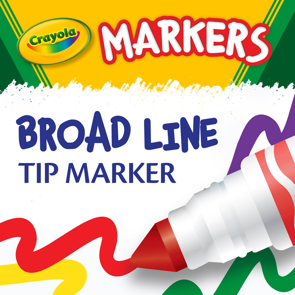 Crayola Ultra-Clean Washable Broad Line Markers, Bold Colours, 10 Count