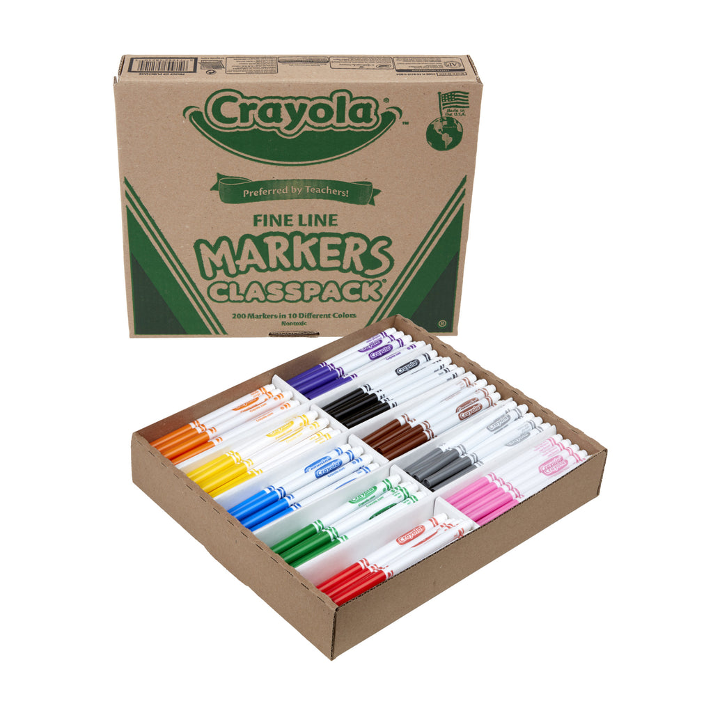 Crayola Fine Line Markers Classpack, 200 Count