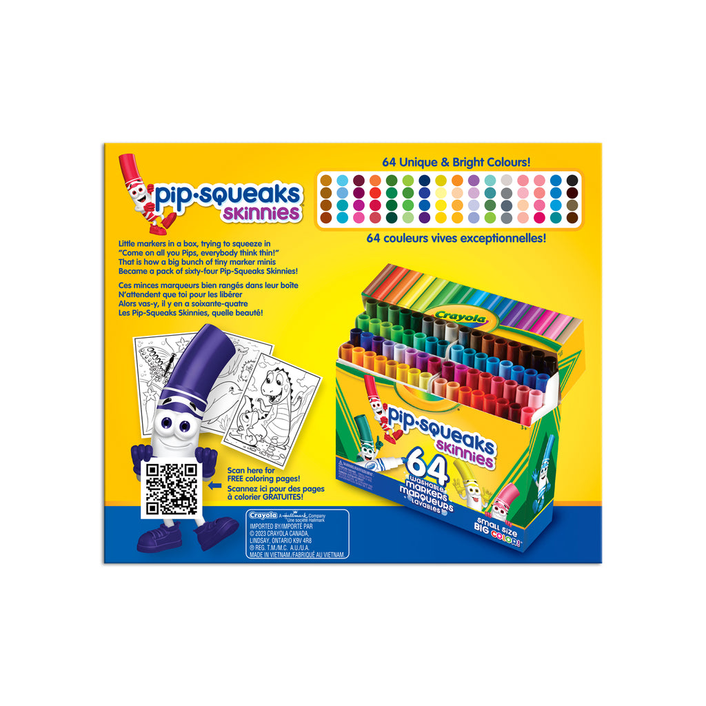 Crayola Pip-Squeaks Skinnies Washable Markers, 64 Count