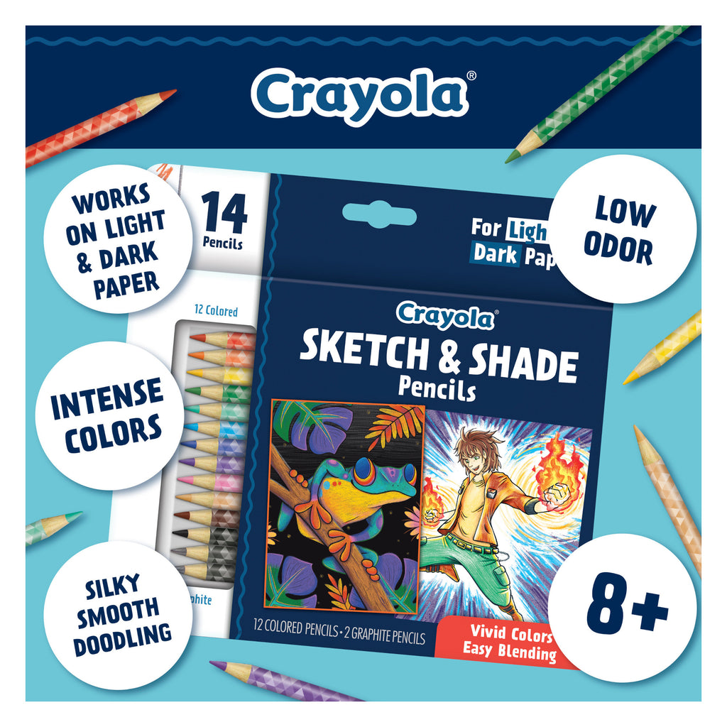 Crayola Sketch & Shade Doodle Pencils, 14 Count