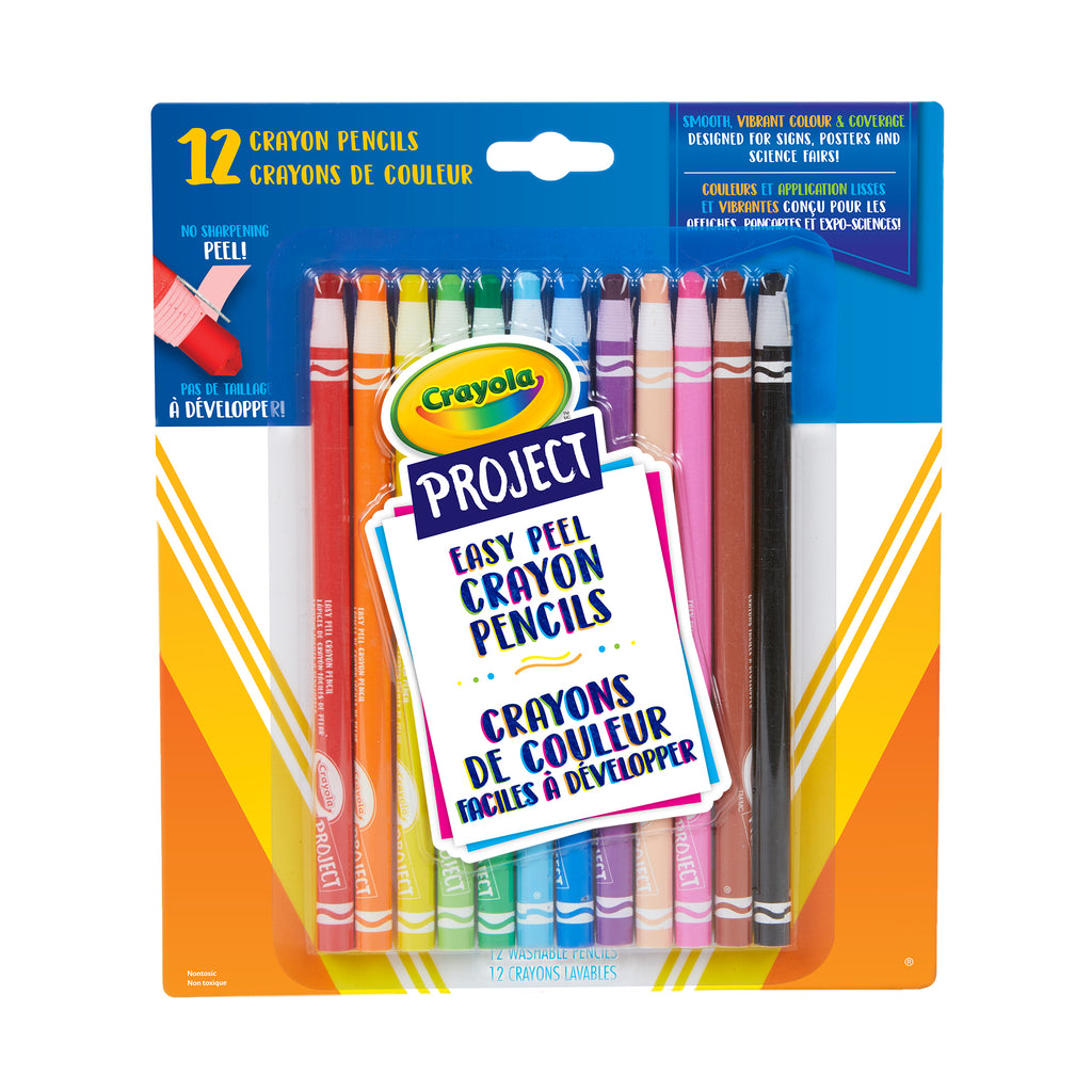 Crayola Project Easy Peel Crayon Pencils, 12 Count