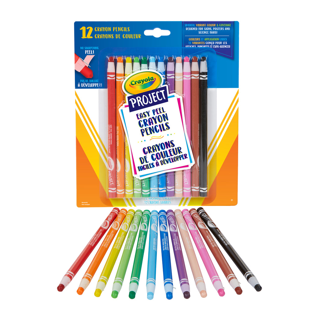 Crayola Project Easy Peel Crayon Pencils, 12 Count
