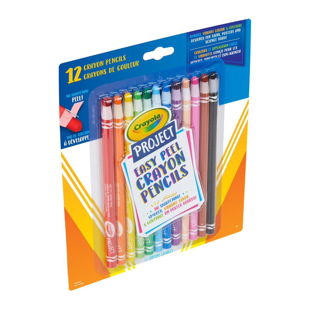 Crayola Project Easy Peel Crayon Pencils, 12 Count