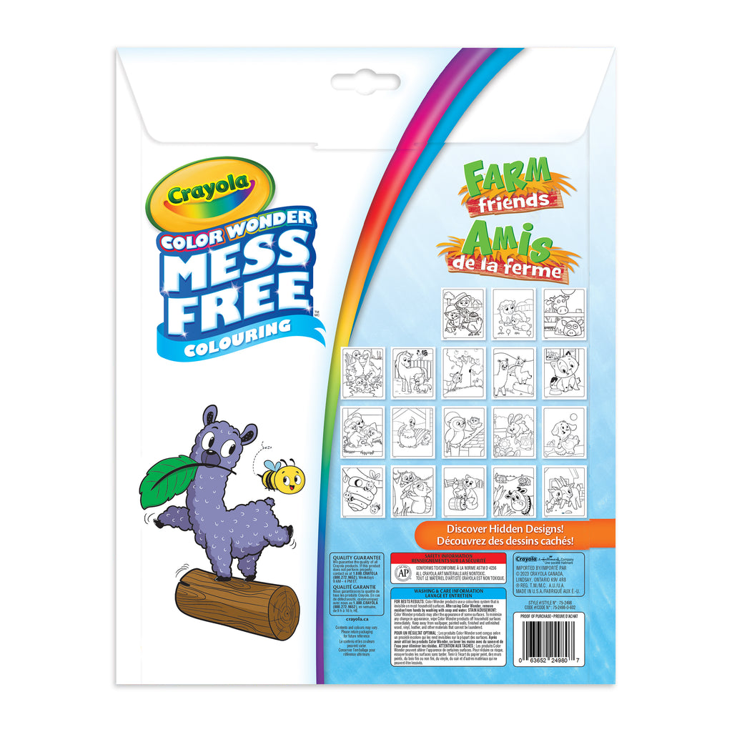 Crayola Color Wonder Mess-Free Colouring Pages & Mini Markers, Farm Friends