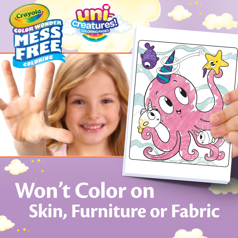 Crayola Color Wonder Mess-Free Colouring Pages & Mini Markers, Uni-Creatures