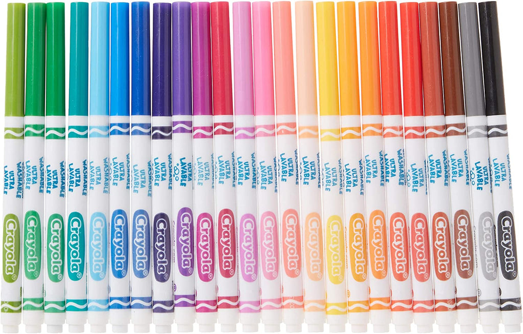 Crayola Ultra-Clean Washable Fine Line Markers, Assorted Colours, 24 Count