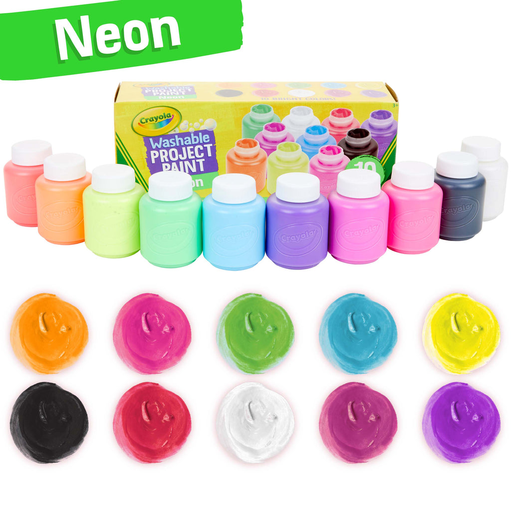 Crayola Neon Washable Project Paint, 10 Count