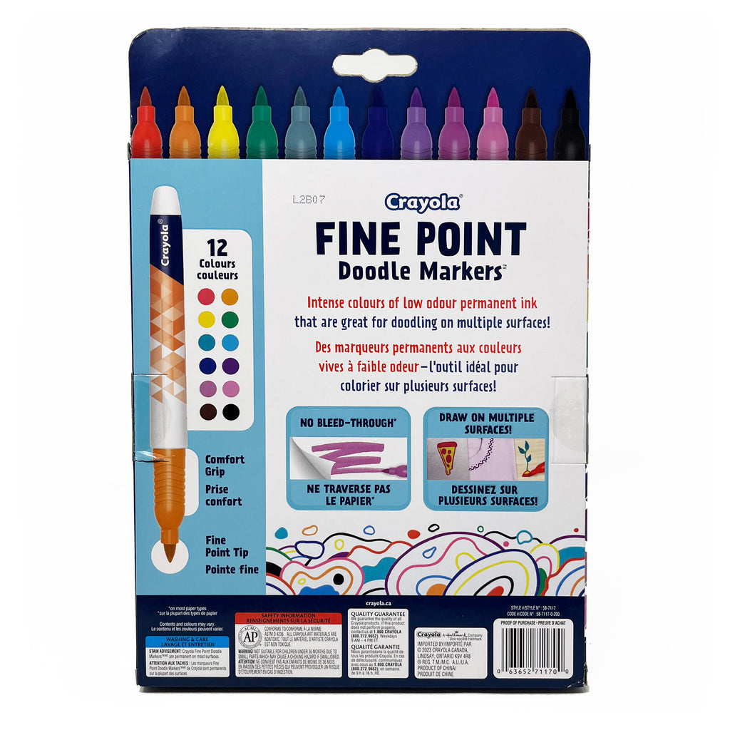 Crayola Fine Point Doodle Markers, 12 Count