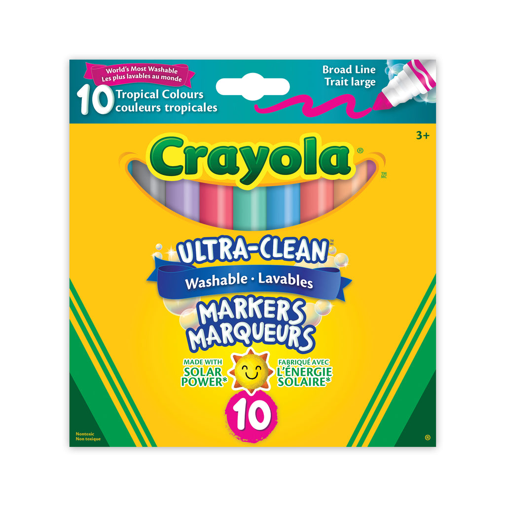 Crayola Ultra-Clean Washable Broad Line Markers, Tropical Colours, 10 Count