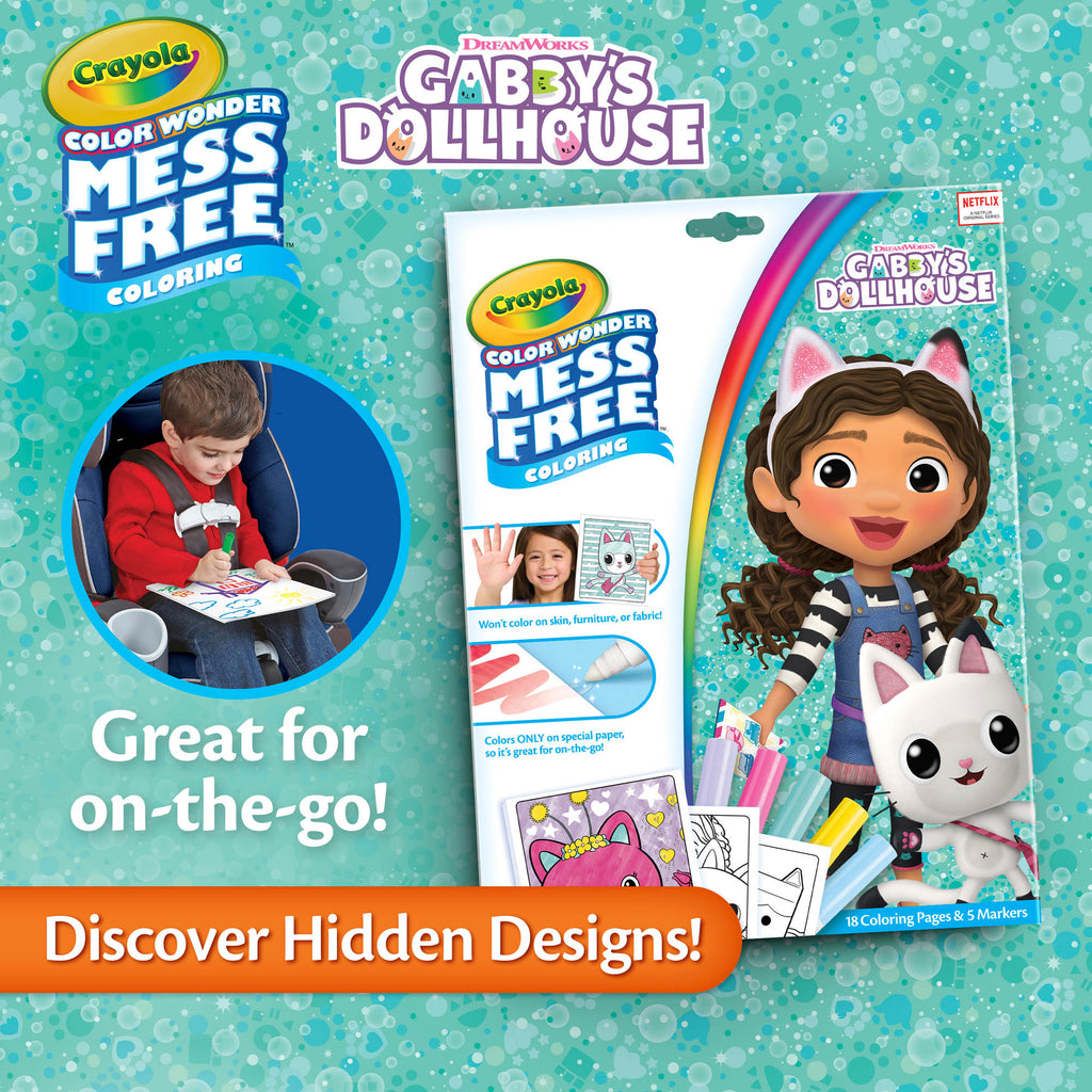 Crayola Color Wonder Mess-Free Colouring Pages & Mini Markers, Gabby's Dollhouse