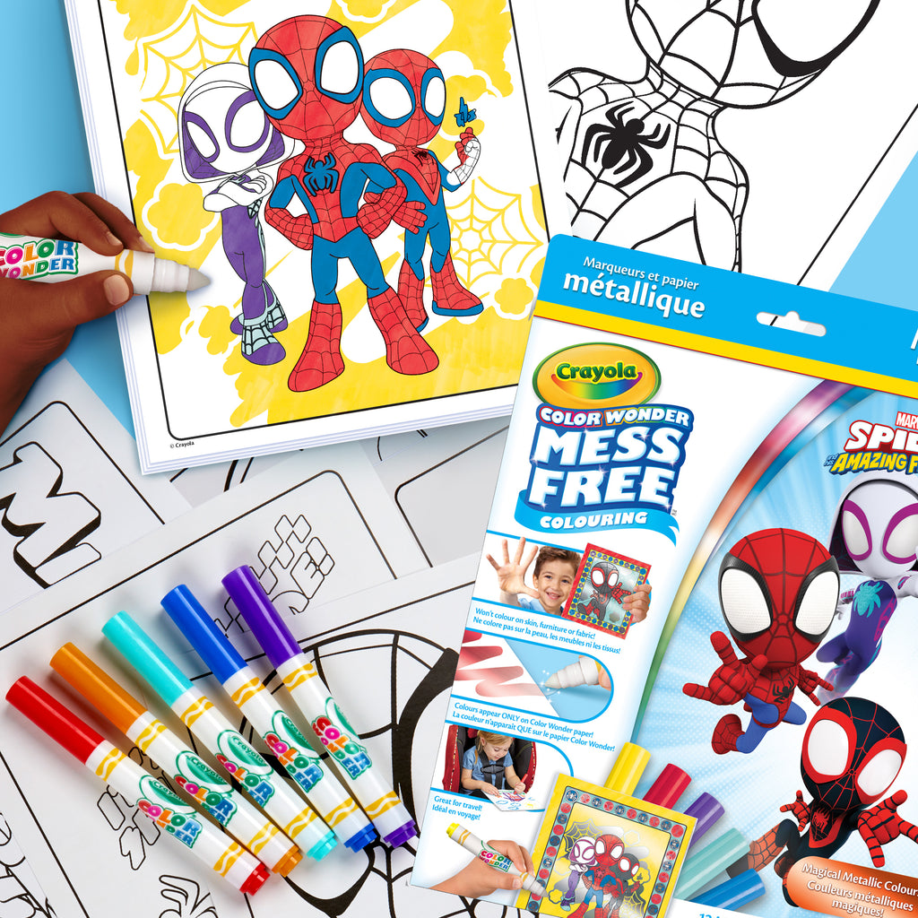 Crayola Color Wonder Mess-Free Metallic Paper & Markers Kit, Spidey & Friends