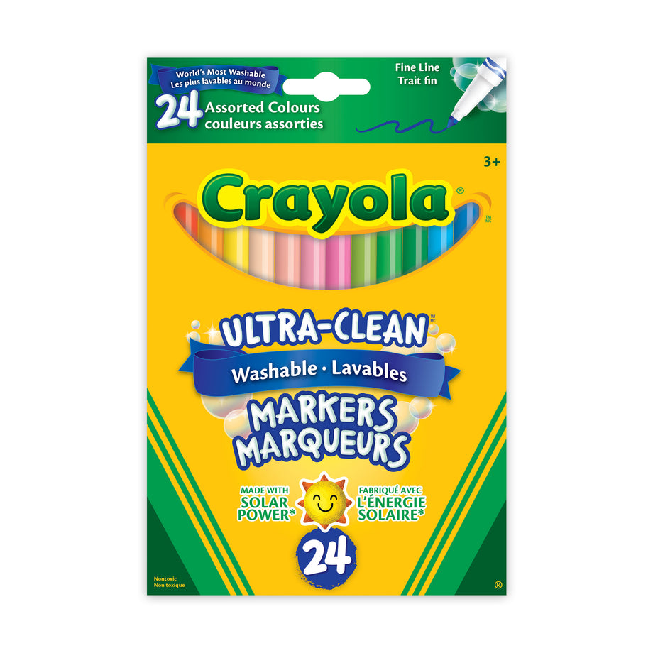 Crayola Ultra-Clean Washable Fine Line Markers, Assorted Colours