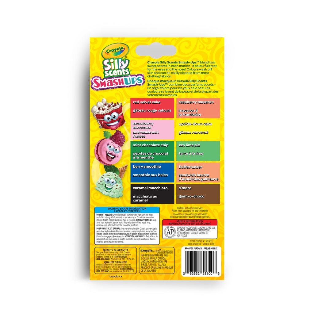 Crayola Silly Scents Smash-Ups Washable Slim Markers, 10 Count