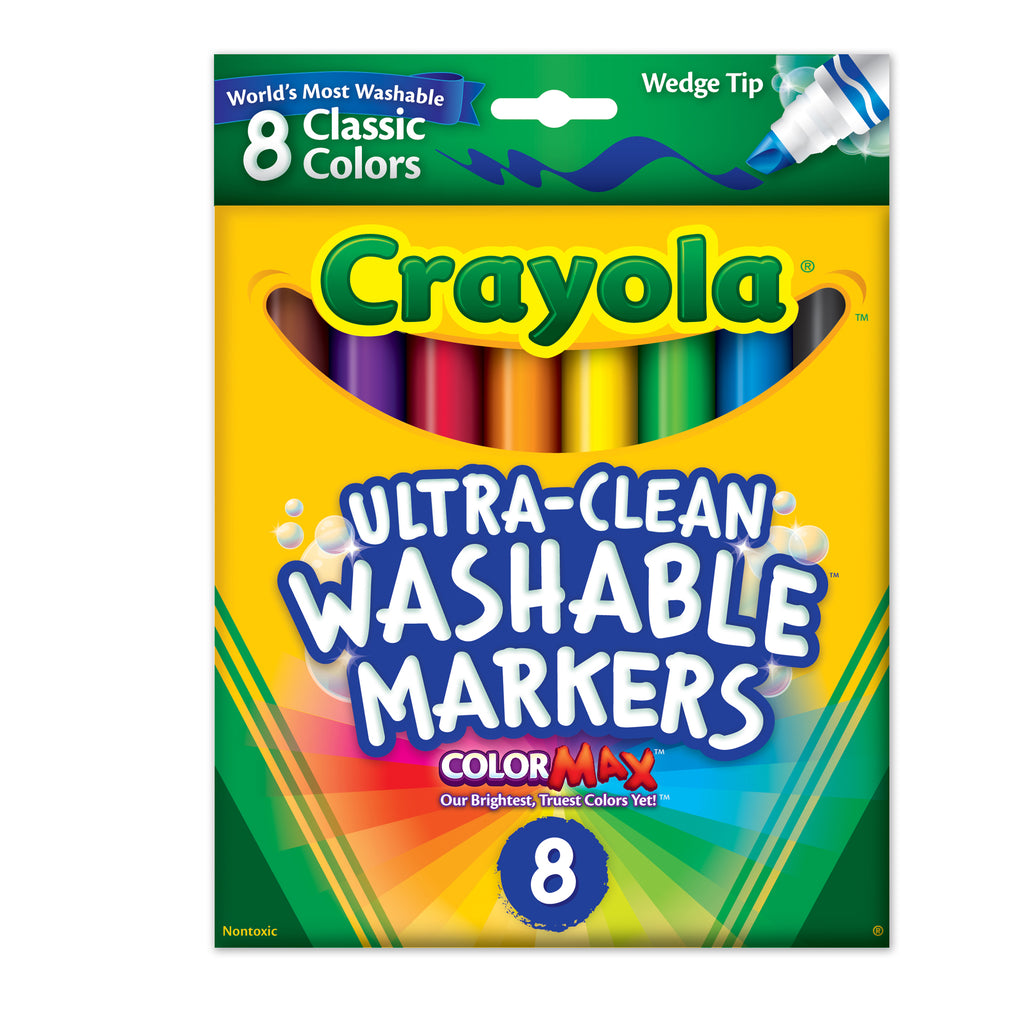 Crayola Ultra-Clean Washable Wedge Tip Markers, 8 Count