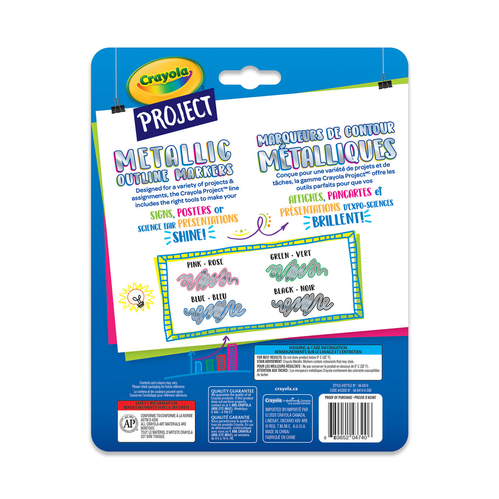 Crayola Project Metallic Outline Markers, 4 Count