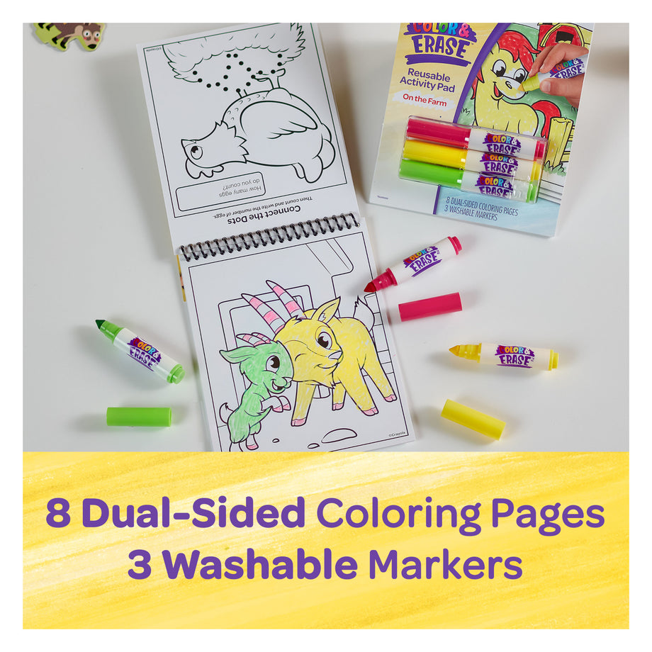 Crayola Colour Erase Reusable Activity Pad, On the Farm
