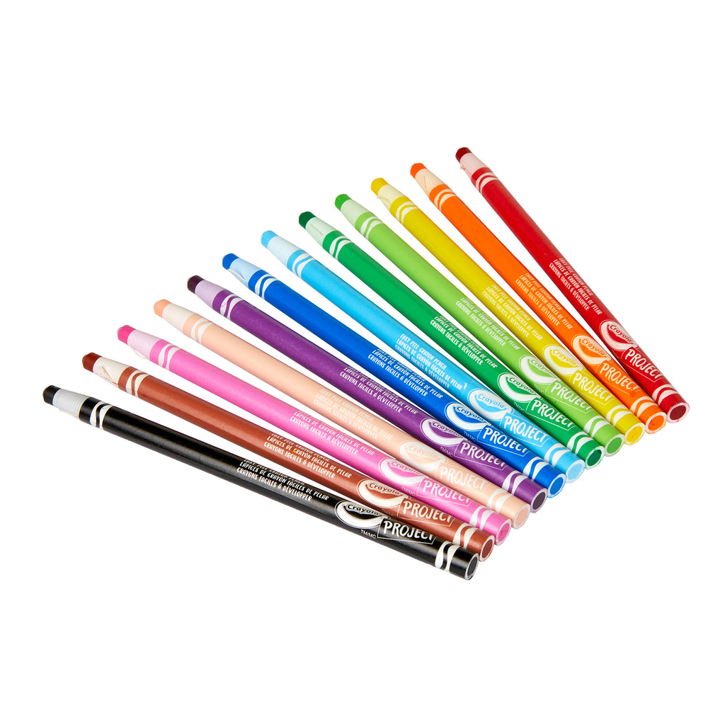Crayola Project Easy Peel Crayon Pencils, 12 Count