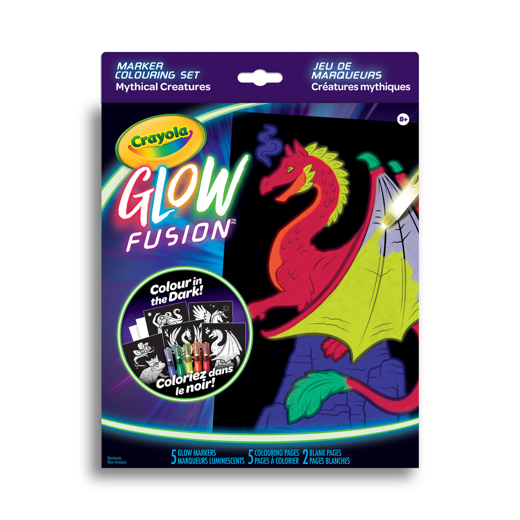 Crayola Glow Fusion Marker Colouring Set - Mythical Creatures