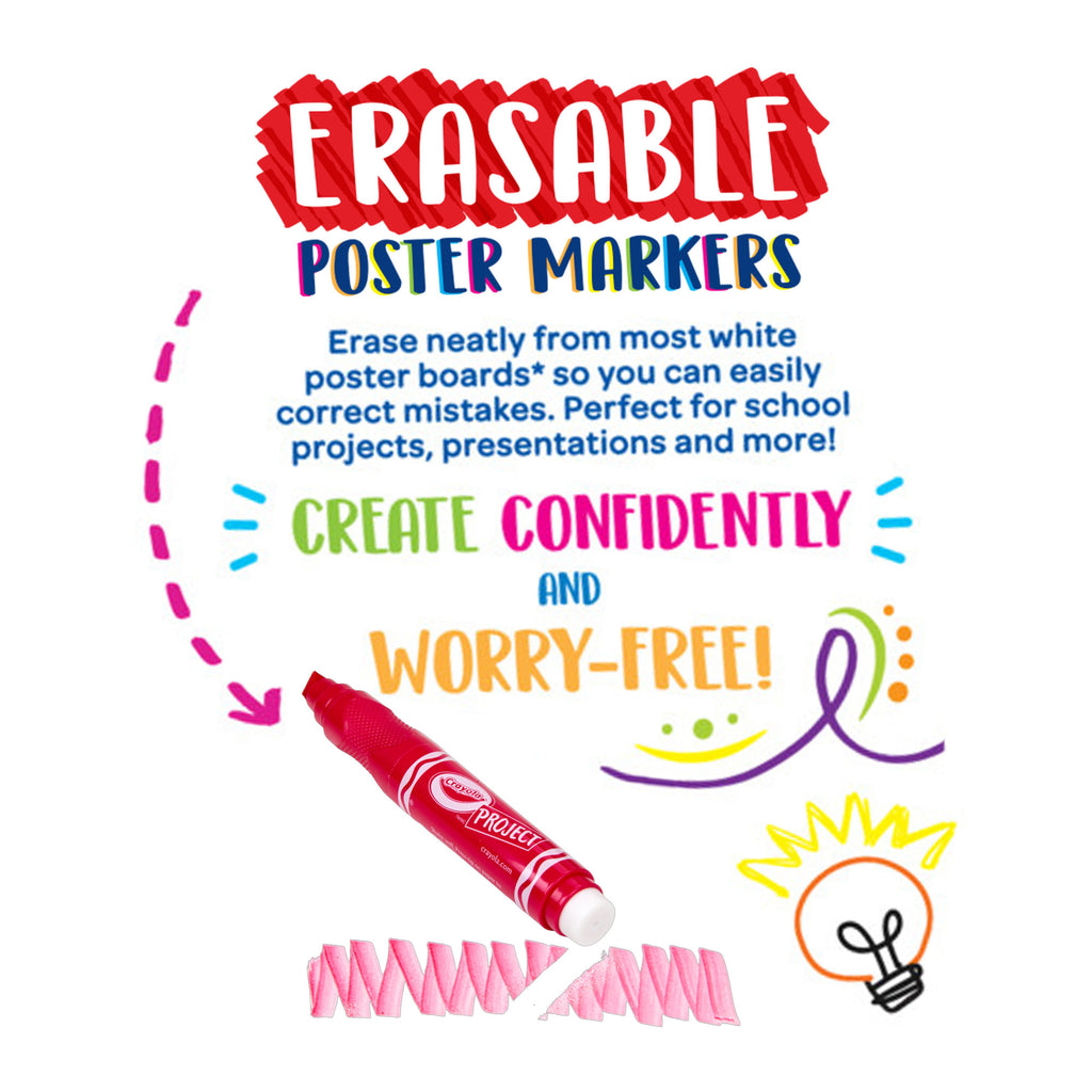 Crayola Project Erasable Poster Markers, 6 Count