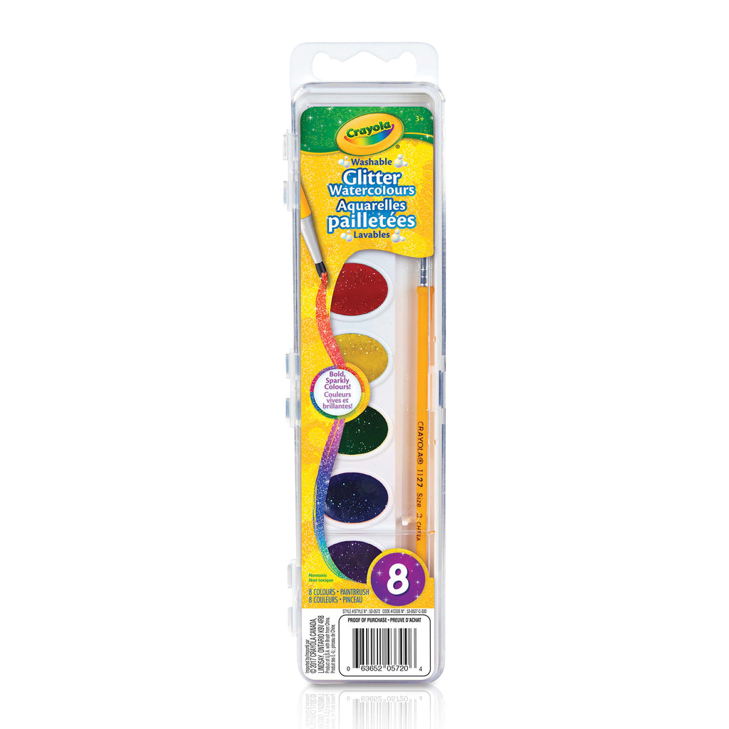 Crayola Washable Glitter Watercolour Paints, 8 Count